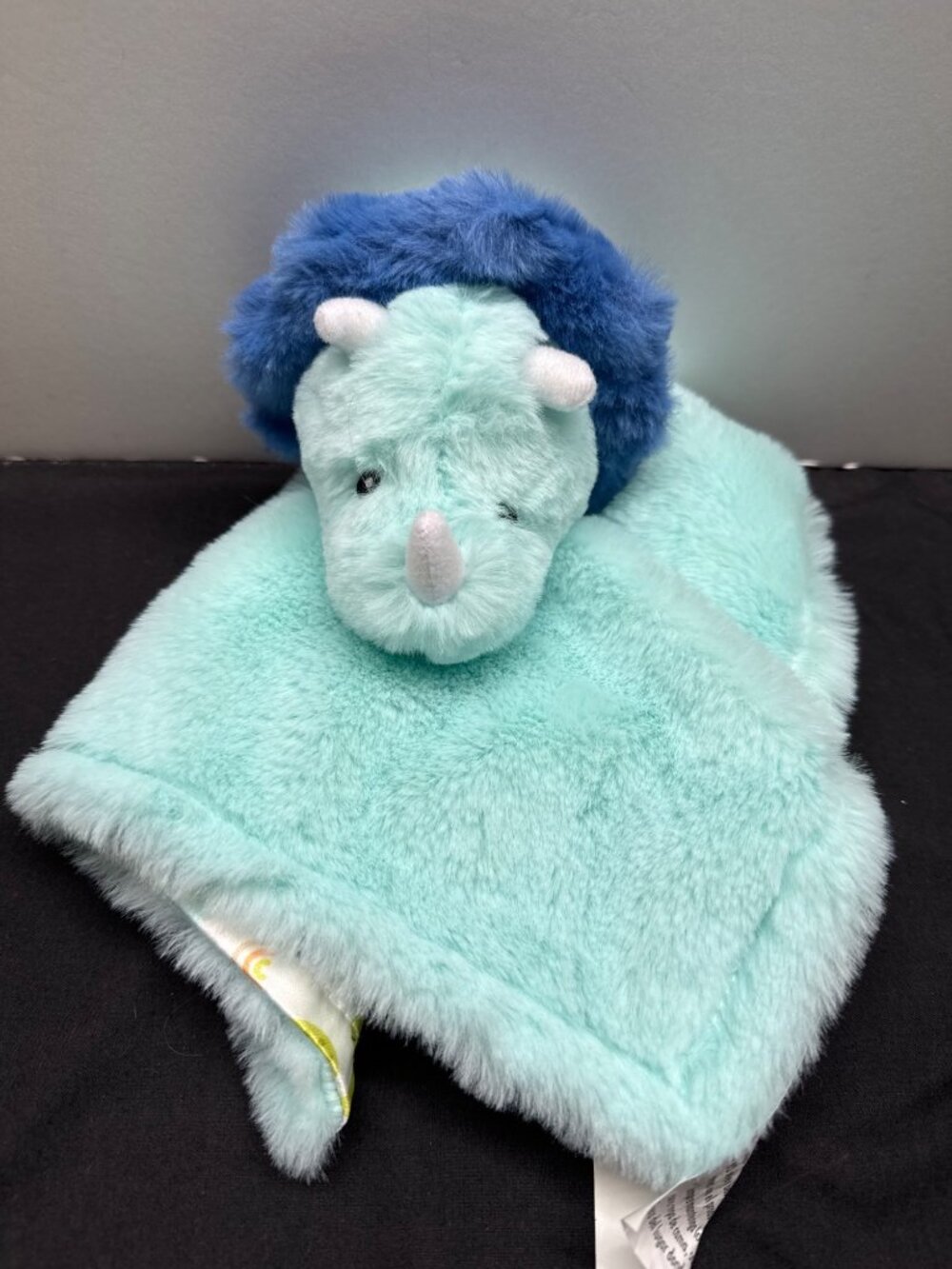 Parents Choice Dinosaur Lovey Blanket With Plush Triceratops Head - Soft Aqua Pl
